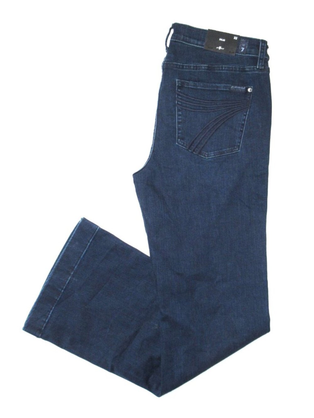 NWT 7 For All Mankind Dojo in Blue Black Santiago Trouser Flare Stretch Jeans 32